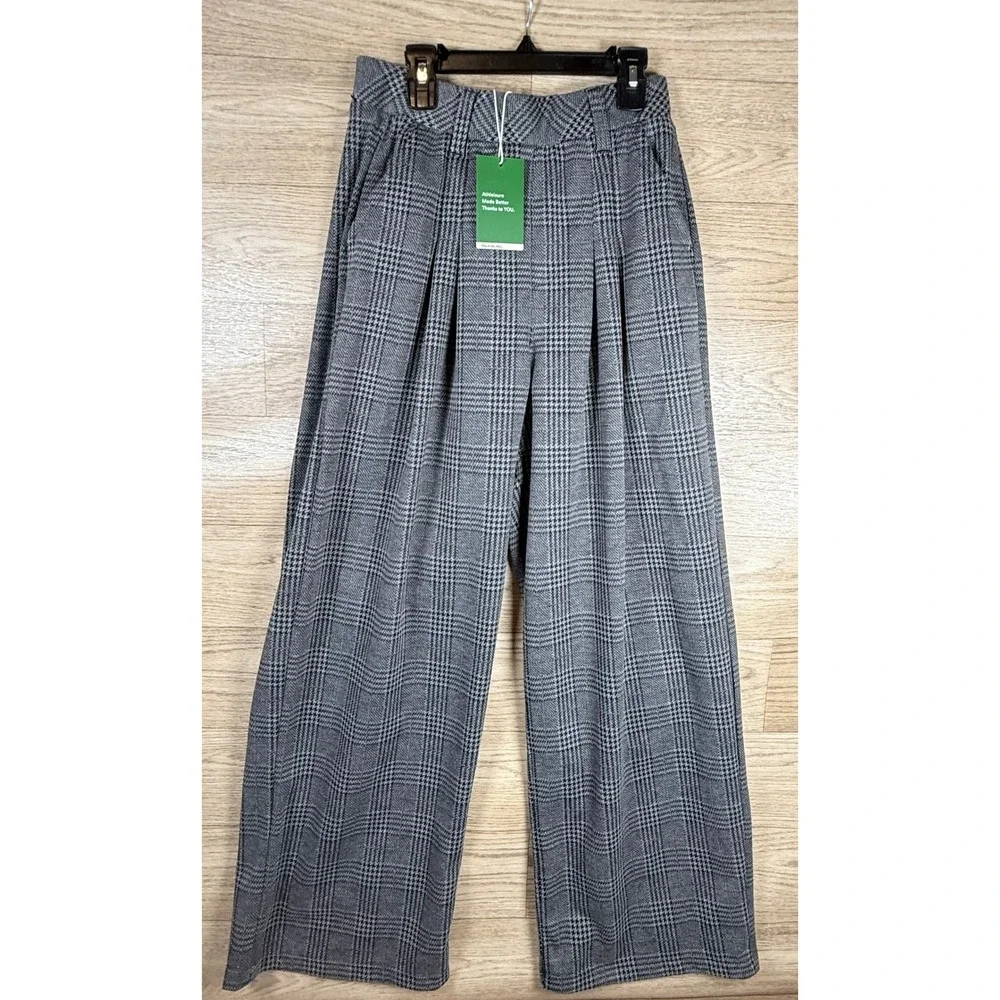 Halara Gray Plaid Wide Leg Trouser Pants High Rise Career Chic S